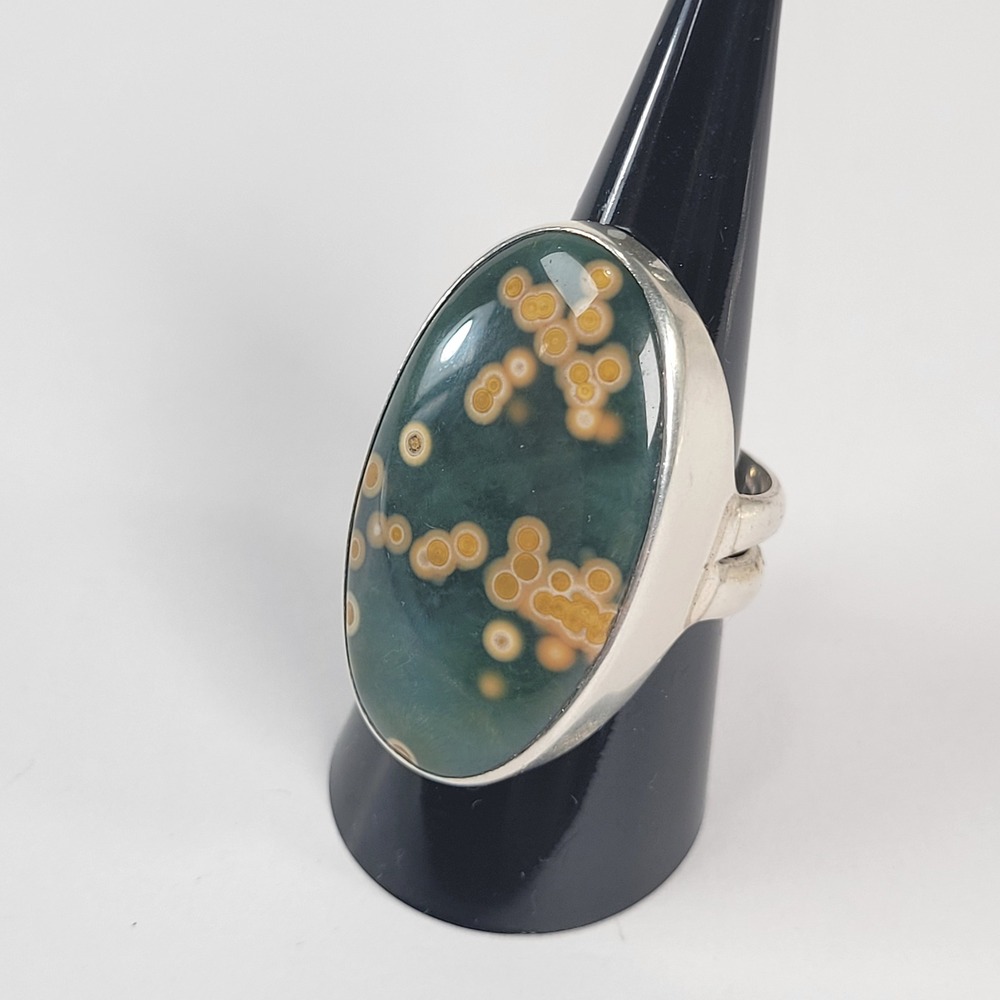 Sajen 925 Sterling Ocean Jasper Split Shank Statement Ring Size 10